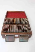 Boxed collection of magic lantern slides including story sets, York & Sons, etc,