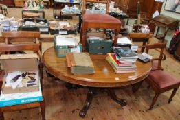 Victorian mahogany oval breakfast table and set of five Victorian bar back dining chairs including