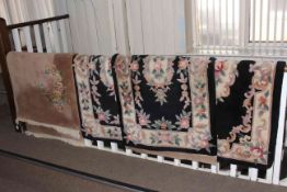 Pair fawn and floral pattern Chinese rugs 1.85 by 0.