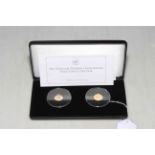The Platinum Wedding Anniversary Solid Gold Coin Pair by Jubilee Mint. In box with COA.