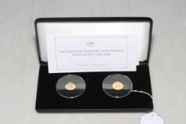 The Platinum Wedding Anniversary Solid Gold Coin Pair by Jubilee Mint. In box with COA.