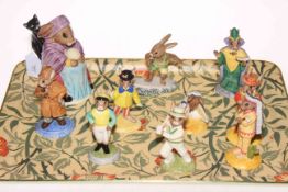 Collection of Royal Doulton Bunnykins including Fortune Teller, Aussie Surfer, Out for a Duck,