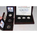 Collection of silver proof coins with COAs and boxed inc: The Silver £5 Poppy Jersey and The 2014
