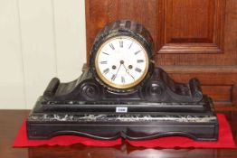 Marble and slate mantel clock, 53cm by 32cm.