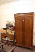 Two door walnut wardrobe and dressing table on cabriole legs.