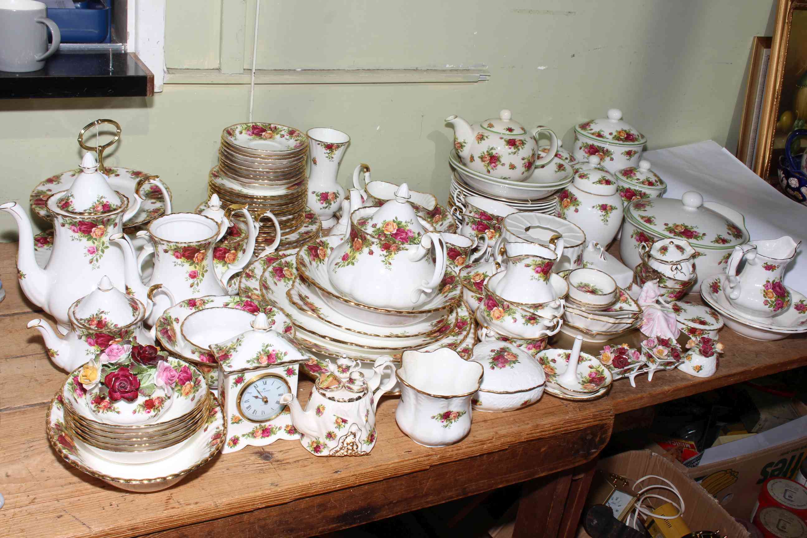 A Good collection of Royal Albert Old Country Roses including teapots, cake stand etc,