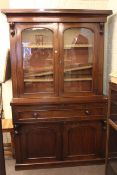 Victorian mahogany secretaire bookcase, 223cm by 148cm by 52cm.