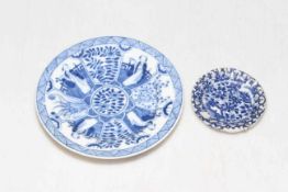 Two Chinese Kangxi blue and white saucer plates.