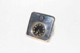 Silver easel travel pocket watch stand, Birmingham 1920, 9cm square.