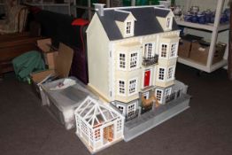 Large Georgian style dolls house, furniture and accessories.