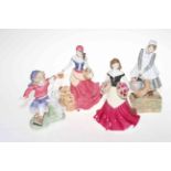 Four Royal Worcester figures, Fruit Seller at Appleby Fair, The Scullery Maid,