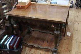 Oak Jacobean style rectangular table, 76cm by 100cm by 61cm.