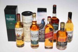 Nine bottles of Scotch whisky including Balvenie, Glenfiddich,