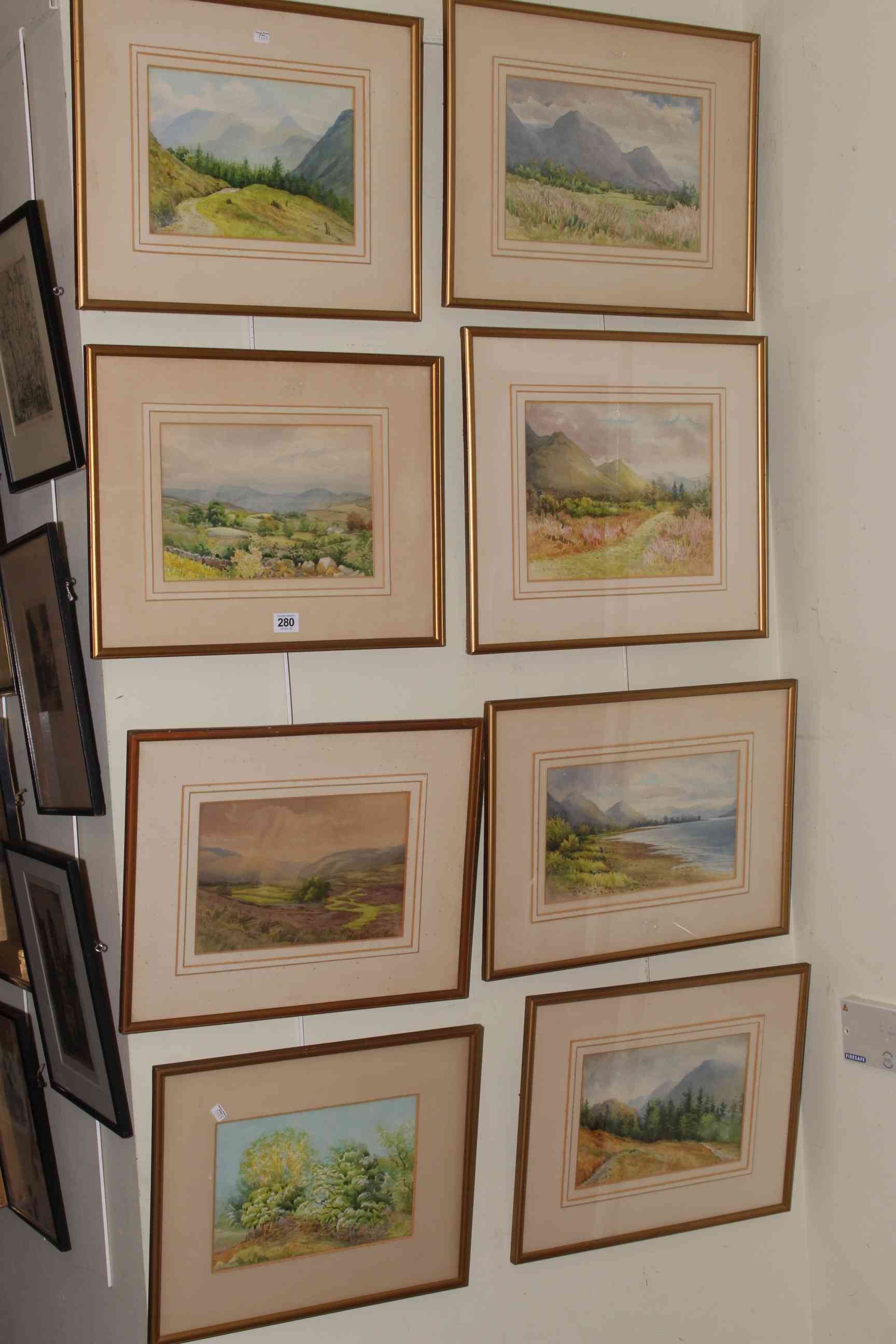 Collection of sixteen various landscape watercolours and prints.