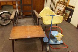 Early 20th Century oak armchair, vintage bedroom chair, low table,