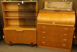 Teak sliding glazed door cabinet bookcase,