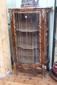 Continental rosewood, marble topped and gilt metal mounted serpentine front vitrine,