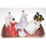 Five Royal Doulton figures and Royal Worcester 'A Royal Presentation' figure (6).