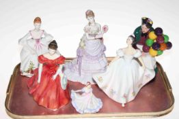 Five Royal Doulton figures and Royal Worcester 'A Royal Presentation' figure (6).