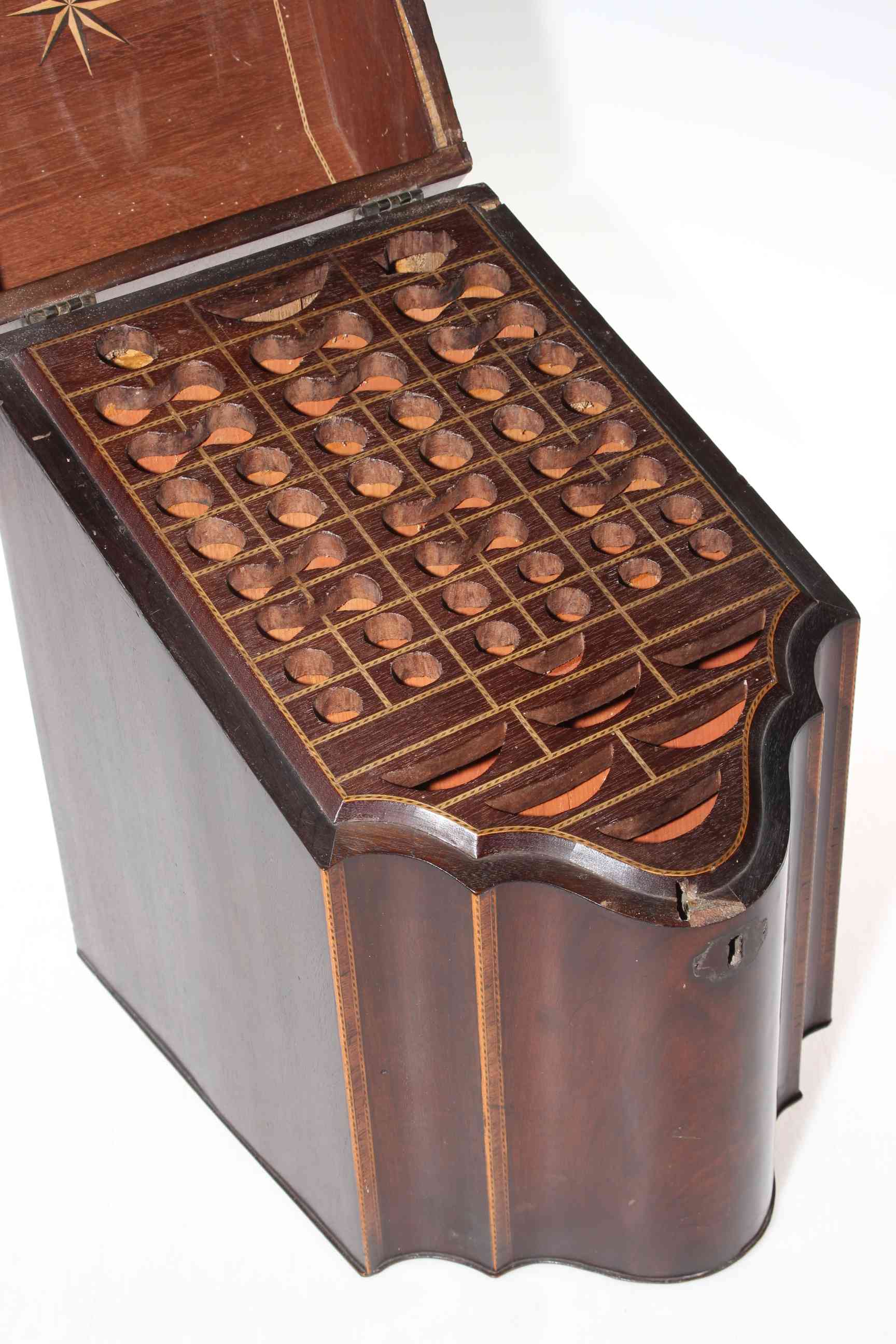 Georgian mahogany and chequer inlaid knife box, 37cm by 23cm. - Image 2 of 2