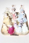 Collection of six large and six small Coalport ladies (12).