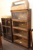 Oak Globe Wernicke four height stacking bookcase (lacking bottom door), two door oak bookcase,