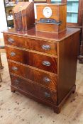 Mahogany chest of four long graduated oak lined drawers on bracket feet, 109cm by 95.5cm by 60.5cm.