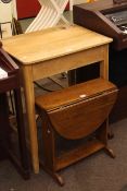 Child's school desk and oak drop leaf coffee table.