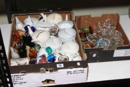 Vintage free blown eye baths, feeding cups, pin trays, penny licks, Beneagles mini Scotch whisky's,