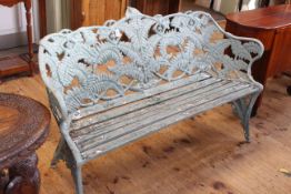 Coalbrookedale style fern decorated garden bench, 90cm by 150cm.