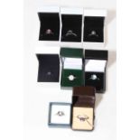 Collection of eight Pandora silver rings, size R/S, boxed.
