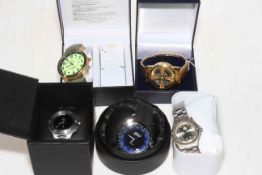 Collection of five gents wristwatches.