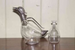 Modern novelty Duck decanter and small decanter (2).