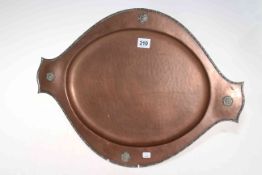 Arts & Crafts beaten copper tray, 52cm across.