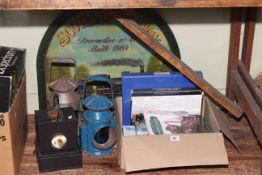 Railway memorabilia including three lamps, Scotland railway sing, DVD's, etc.