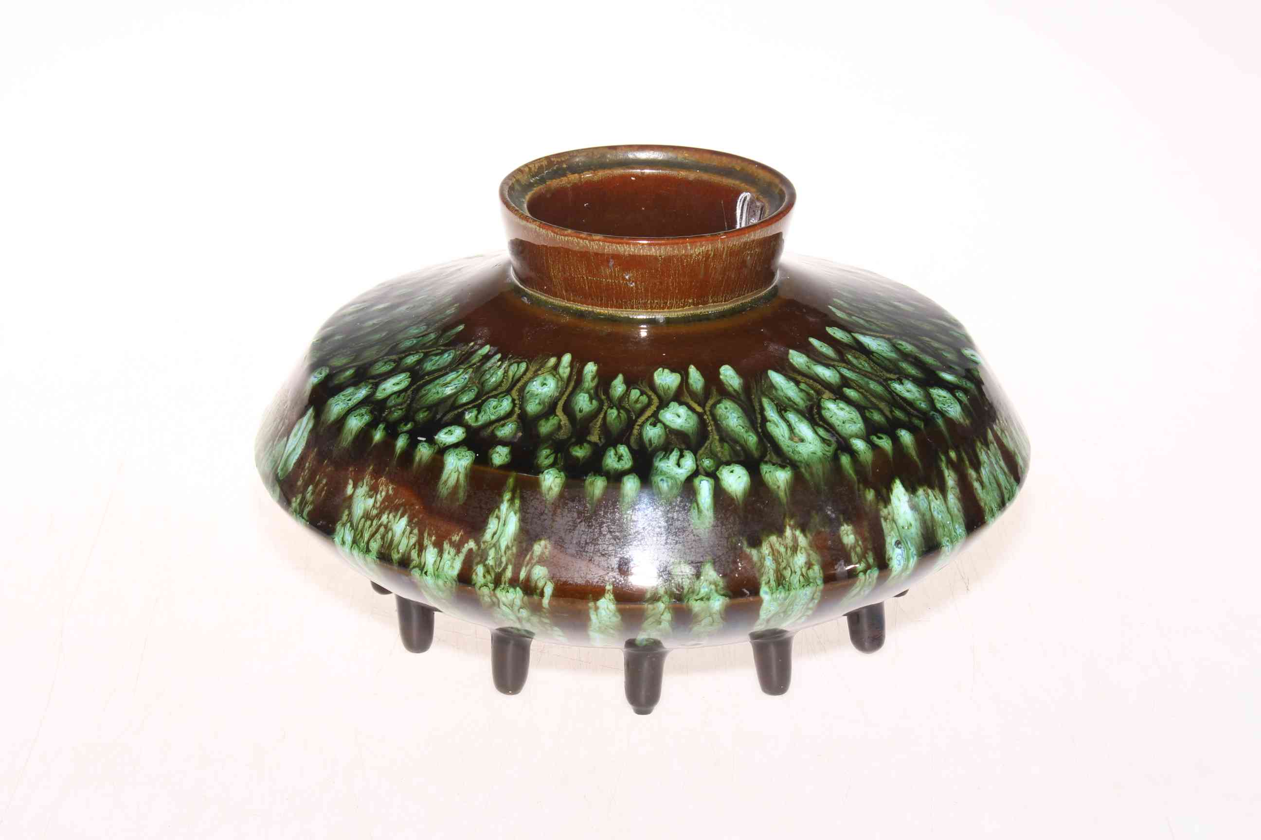 Linthorpe Pottery (Chr. Dresser) twelve leg vase, no. 277, 24cm diameter.