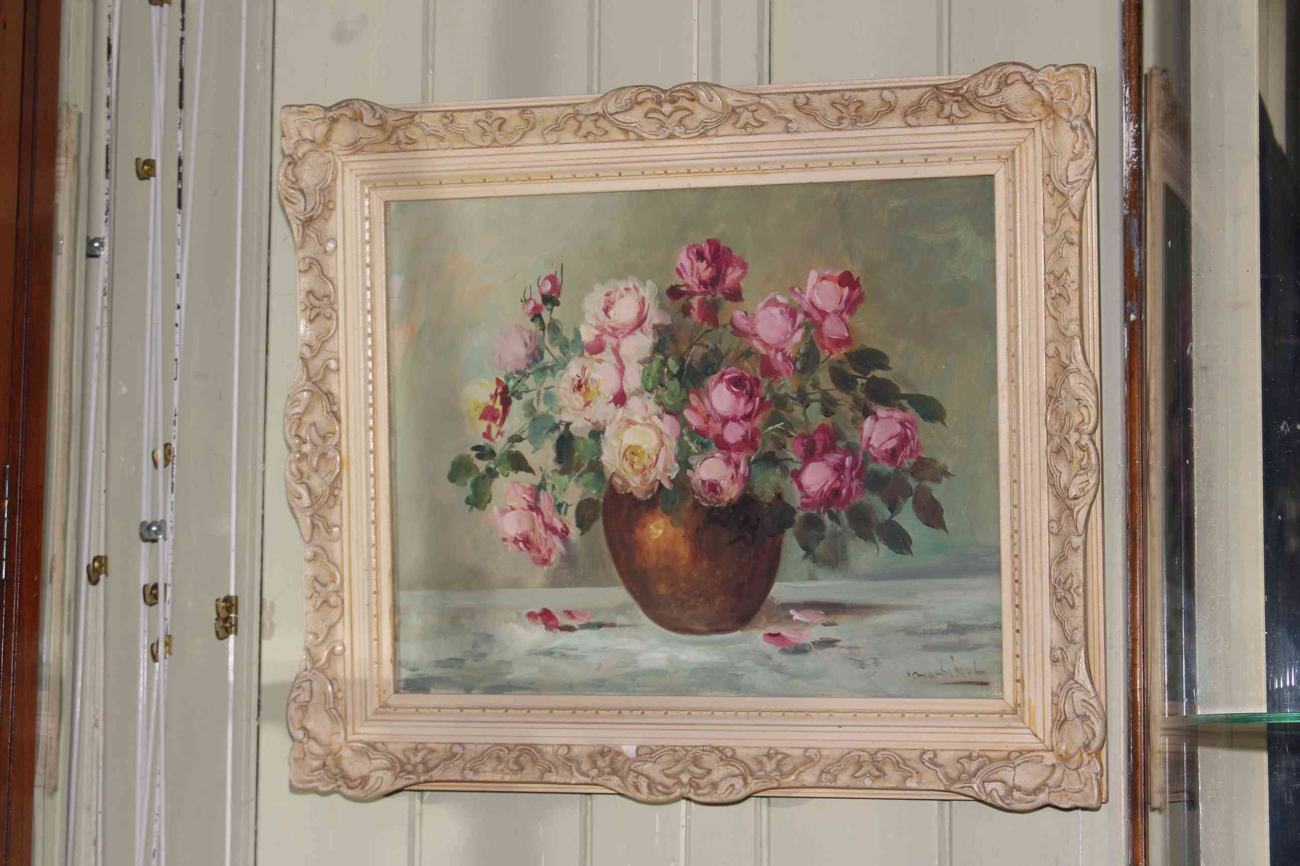 Monteith, Still Life Vase of Flowers, oil on canvas, signed lower right, 39cm by 48.5cm.