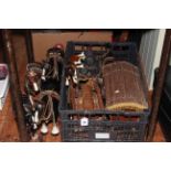 Collection of pottery Shire horses, caravan, dray carts, etc.