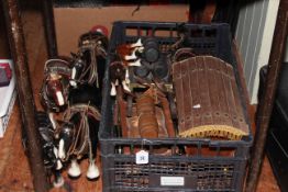 Collection of pottery Shire horses, caravan, dray carts, etc.