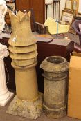 North Bitchburn Fireclay Co coronet topped chimney pot and octagonal chimney pot (2).