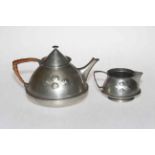 Archibald Knox pewter teapot and jug (2).