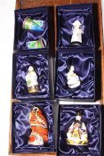 Six Royal Worcester Connoisseur Collection candle snuffers including Emperor and Mandarin with