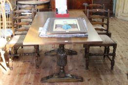 Rectangular oak dining table, 75cm by 153cm by 87cm,