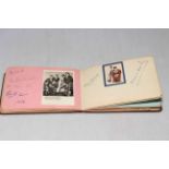 Original football, theatre and stage star autographs in album dating circa 1950's.