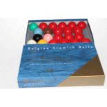 Belgian Aramith billiard balls.