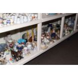 Collection of Victorian porcelain, figurines, glass, Royal Doulton ladies, etc.