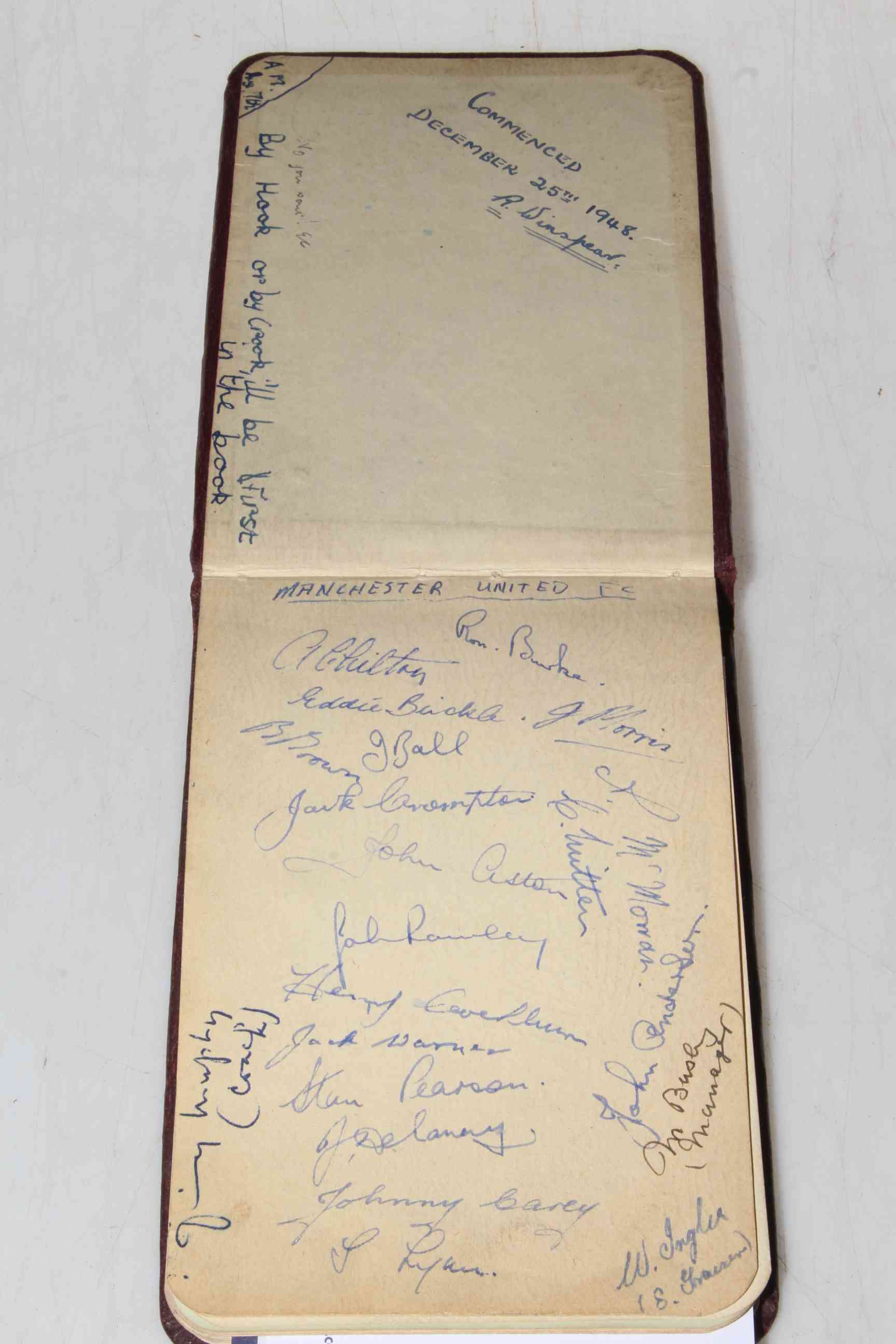 Original autograph album dating 1948 including football related : Manchester United team signed