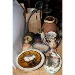 Liberty ceramic candlestick, desk magnifying glass, Copeland Italian, etc.