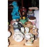 Blue Fu dog, decorative china, etc.