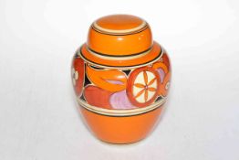 Clarice Cliff Bizarre 'Sliced Fruit' ginger jar and cover, printed marks, Newport Pottery, 22cm.